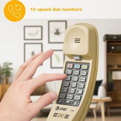 AT&T TRIMLINE 210 Corded Home Phone, No AC Power Required, Improved Easy-Wall-Mo
