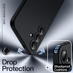 Flexible Slim Fit TPU Case for Samsung Galaxy S25 FE, Shockproof Matte Black Cov