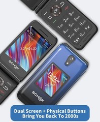 Schok Flip Phone 3.2 Display 8GB Blue Oversized Keyboard.