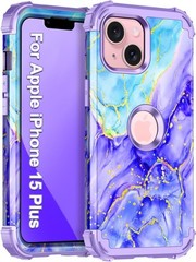 Cobalt Violet iPhone 15 Plus Case, Rugged Three Layer Shockproof Heavy Duty Prot