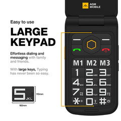 AGM M8 4G Flip Rugged Feature Phone Large Button Big Keyboard Basic Phone 104dB
