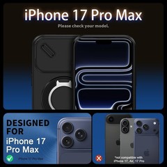 iPhone 17 Pro Max Case with Phone Grip Holder Adjustable Kickstand & Camera Slid