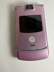 Motorola RAZR V3 – Pink and Silver (Verizon) Rare Flip Phone Untested As Is
