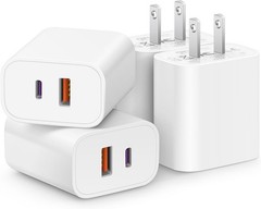 4 Pack 20W USB-C Fast Charger Block for iPhone 17/16, iPad, Galaxy