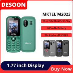 M2023 Feature Phone with 1.77Inch Display 800Mah Battery Dual SIM FM Radio Flash