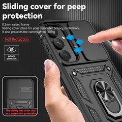 Samsung Galaxy A55 5G Case with Slide Camera Cover & HD Screen Protector, Milita