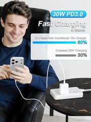 30W USB-C Fast Wall Charger for iPhone 17 Pro/16 Pro with 6.6FT Cable