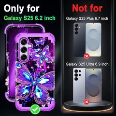 Three Layer Heavy Duty Shockproof Full Body Case for Galaxy S25, Glow in Dark