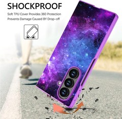 Slim Protective Case for Samsung Galaxy Z Fold 7, Purple Nebula Glow in Dark Des