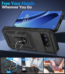 Google Pixel 10A Case with Screen Protector & Slide Camera Lens Cover, Black
