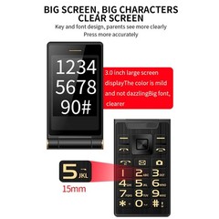 2.8in Screen Flip Phone For Elder Dual SIM Dual Standby Long Standby Time Multi