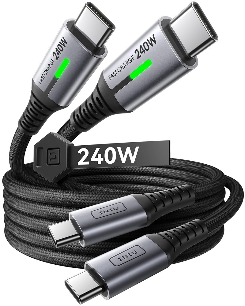 Braided USB C to USB C Cable, 240W Type C Charger Cord, Fast Charging