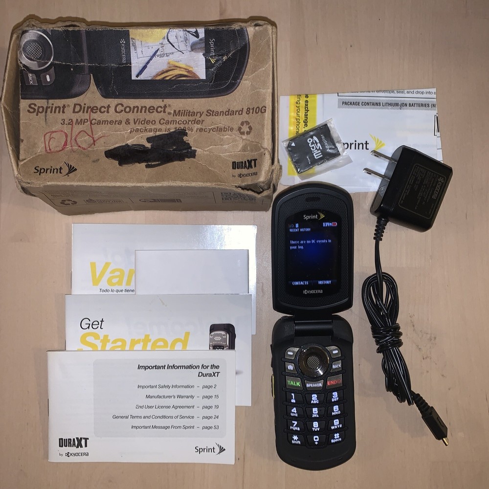Kyocera DuraXT E4277 Black (Sprint) Cell Phone Good Condition – WITH BOX – USED