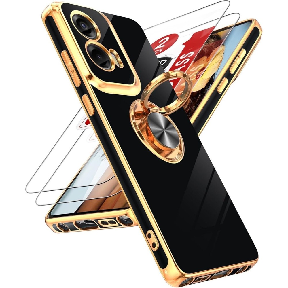 for Moto G-Stylus-5G-2024 Case with Tempered Glass Screen Protector, Rose Gold E