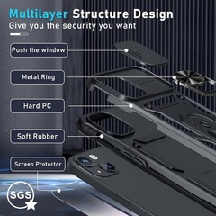 Case & Screen Protector for iPhone 15 Heavy Duty Shockproof Full Body Black