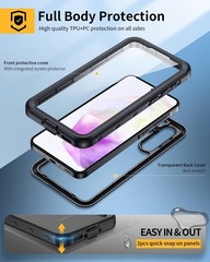 IP68 Rugged Waterproof and Dustproof Case for Samsung Galaxy A35 5G, Black/Clear