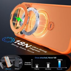 360° Spin Magnetic Stand for iPhone 17 Pro Max Case, Mil-STD Protective Orange