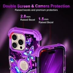 iPhone 16 Pro Max Case, Glow in The Dark Three Layer Heavy Duty Shockproof Prote