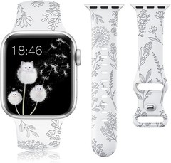 Floral Engraved Band Compatible with Apple Watch Bands 38/40/41/42/44/45/46/49mm