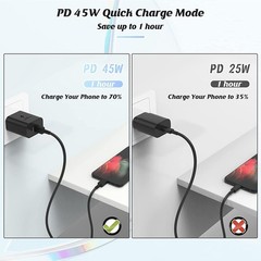 45W Type-C Super Fast Charger Block for Samsung Galaxy S25/S24 Ultra 10ft