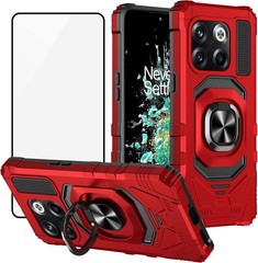 Case for OnePlus 10T 5G with Screen Protector Tempered Glass and Ring Kickstand