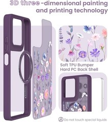 Motorola Moto G Power 5G 2025/2026 Floral Phone Case with Screen Protector, Blue