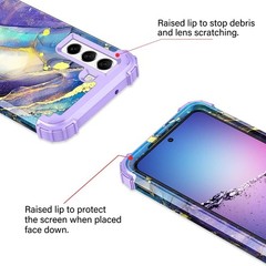 Galaxy S21 FE 5G Case, Three Layer Heavy Duty Shockproof Protection, Purple