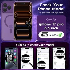 Magnetic for iPhone 17 Pro Case, Upgraded Full Camera Protection, Matte Purple