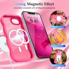 for iPhone 17e/16e Case, Curly Wavy Frame Hard Translucent Matte Clear Back Cove
