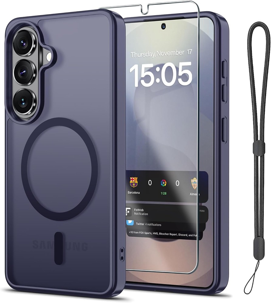 Magnetic Samsung Galaxy A57 5G Case with Screen Protector and Wrist Strap, Dark