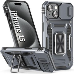 Case for iPhone 16 Pro Max Phone Case with Kickstand Ring and Camera Cover, Purp