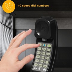 AT&T 210 Basic Trimline Corded Phone, No AC Power Required Wall-Mountable Black