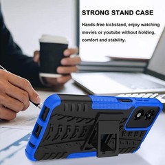 2PCS Case & Screen Protector for Moto G Play 2024 Military Grade Heavy Duty Blue