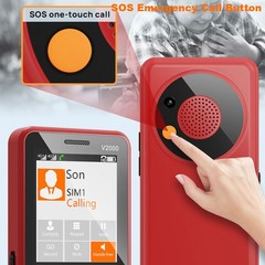 Unlocked 4G LTE Mobile Dual SIM Big Speaker Phone SOS Keyboard Torch UNIWA V2000