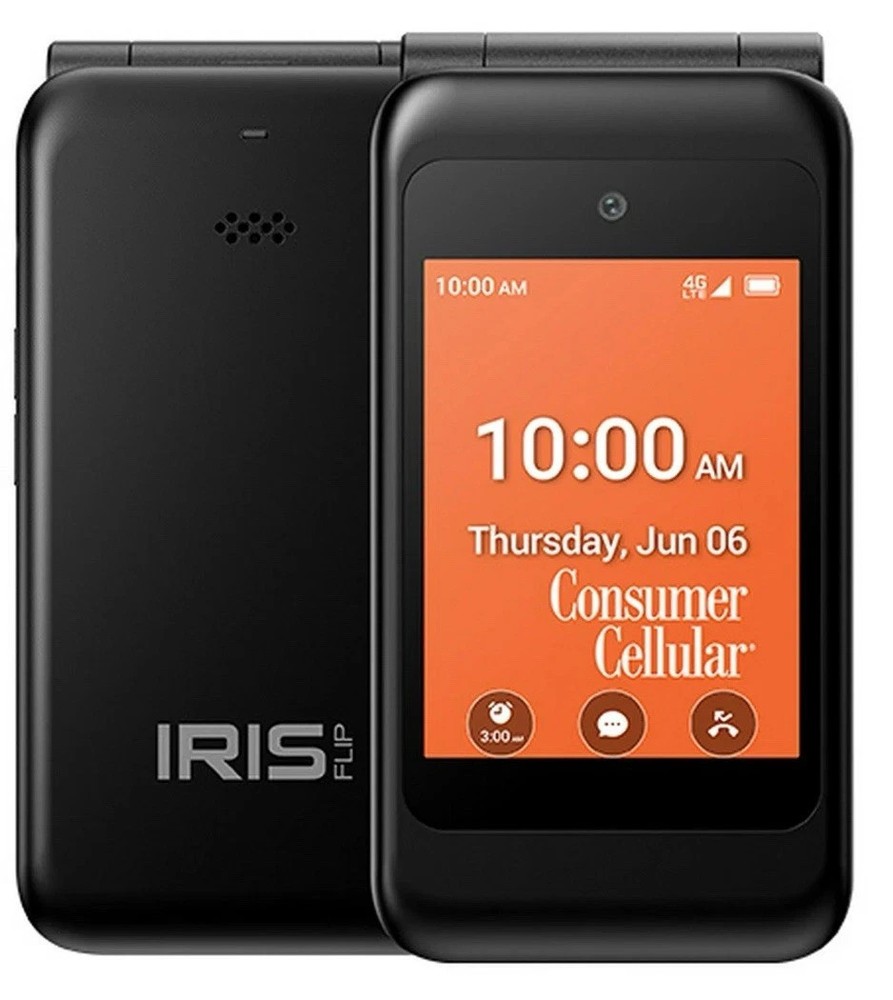 IRIS Easy Flip 2.8″ 8GBSteel Gray Consumer Cellular Prepaid Cellphone