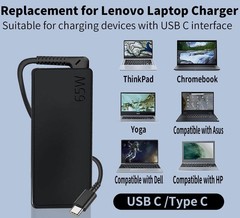 65W USB-C Fast Charger Adapter for Lenovo Thinkpad/Yoga T480 T490 T14 T15