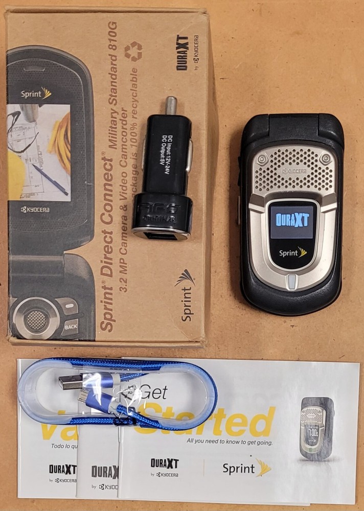 Kyocera DuraXT E4277 – Black and Silver ( Sprint ) Cellular Flip Phone – Boxed