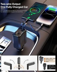 4 in 1 Fast USB-C Car Charger for iPhone 16 15 14 13 12, Samsung