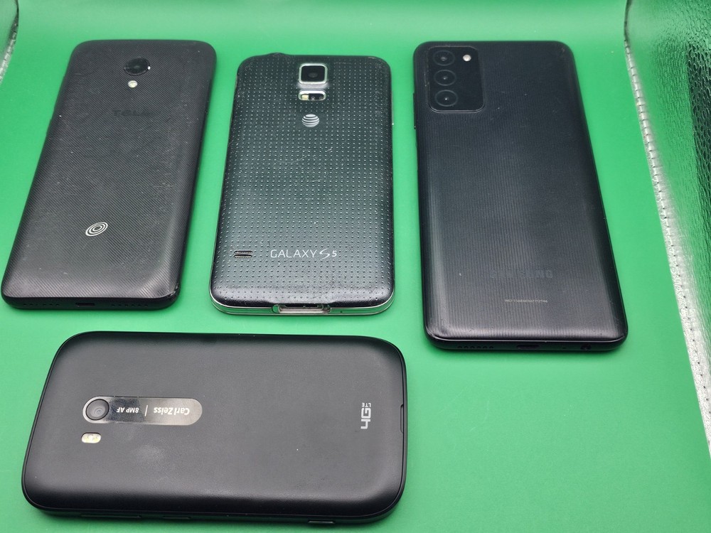 Mix Lot of 4 Samsung S5 Galaxy A035 TCL Carl 4G Untested For PARTS ONLY Broken