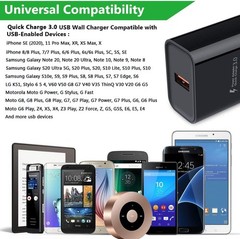 18W USB Charger 3A Quick Charge 3.0 Wall Plug AC Power Adapter Fast Charging Blo