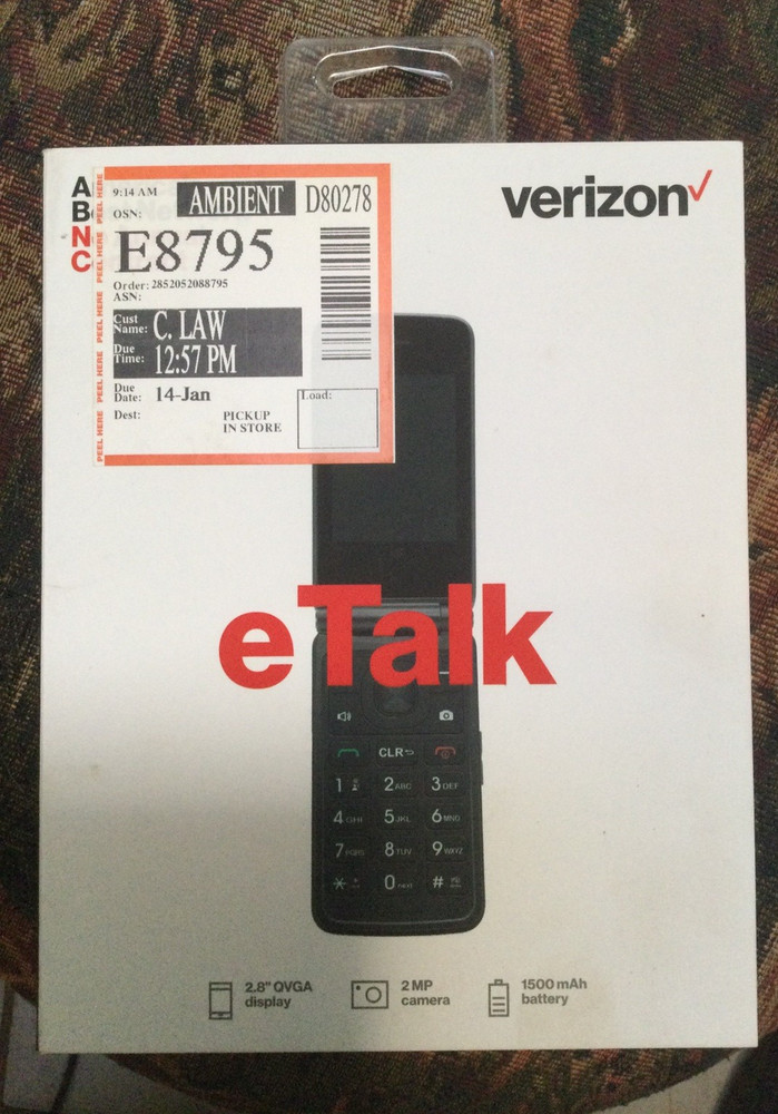 Verizon Wireless Freetel eTalk Prepaid Flip Phone (Gray) Gently seldom used.