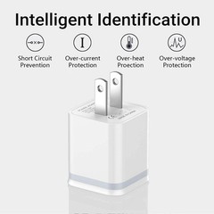 3-Pack Dual USB Wall Charger Plug Block, 2.1A 5V Power Adapter