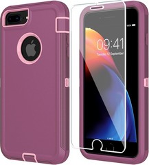 2PCS Case & HD Screen Protector for iPhone 8/7 Plus Heavy Duty Protection