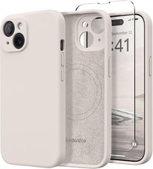 Silicone Shockproof Phone Case for iPhone 14, Magnetic Design, Stone Color, Prot