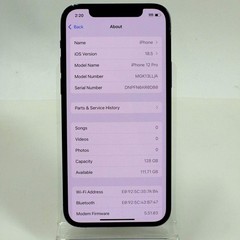 Broken Unlocked Apple iPhone 12 Pro 128GB 18.5 MGK13LL/A battery needs service