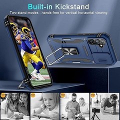Case for Samsung Galaxy S23 FE 6.4-Inch Slide Camera Cover Navy Blue Kickstand