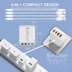 40W USB-C Quick Charge Adapter 2-Pack, 4-Port for iPhone 16/17 Models