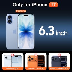 Clear Case & Screen Protector for iPhone 17 with Anti-Yellowing Military-Grade P