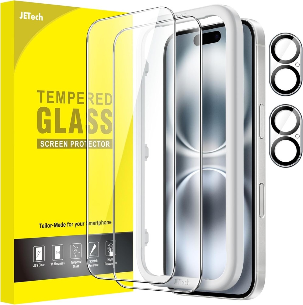 2-Pack Tempered Glass Screen Protector & Lens Protector for iPhone 16 6.1-Inch