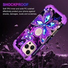 iPhone 16 Pro Max Case, Glow in The Dark Three Layer Heavy Duty Shockproof Prote